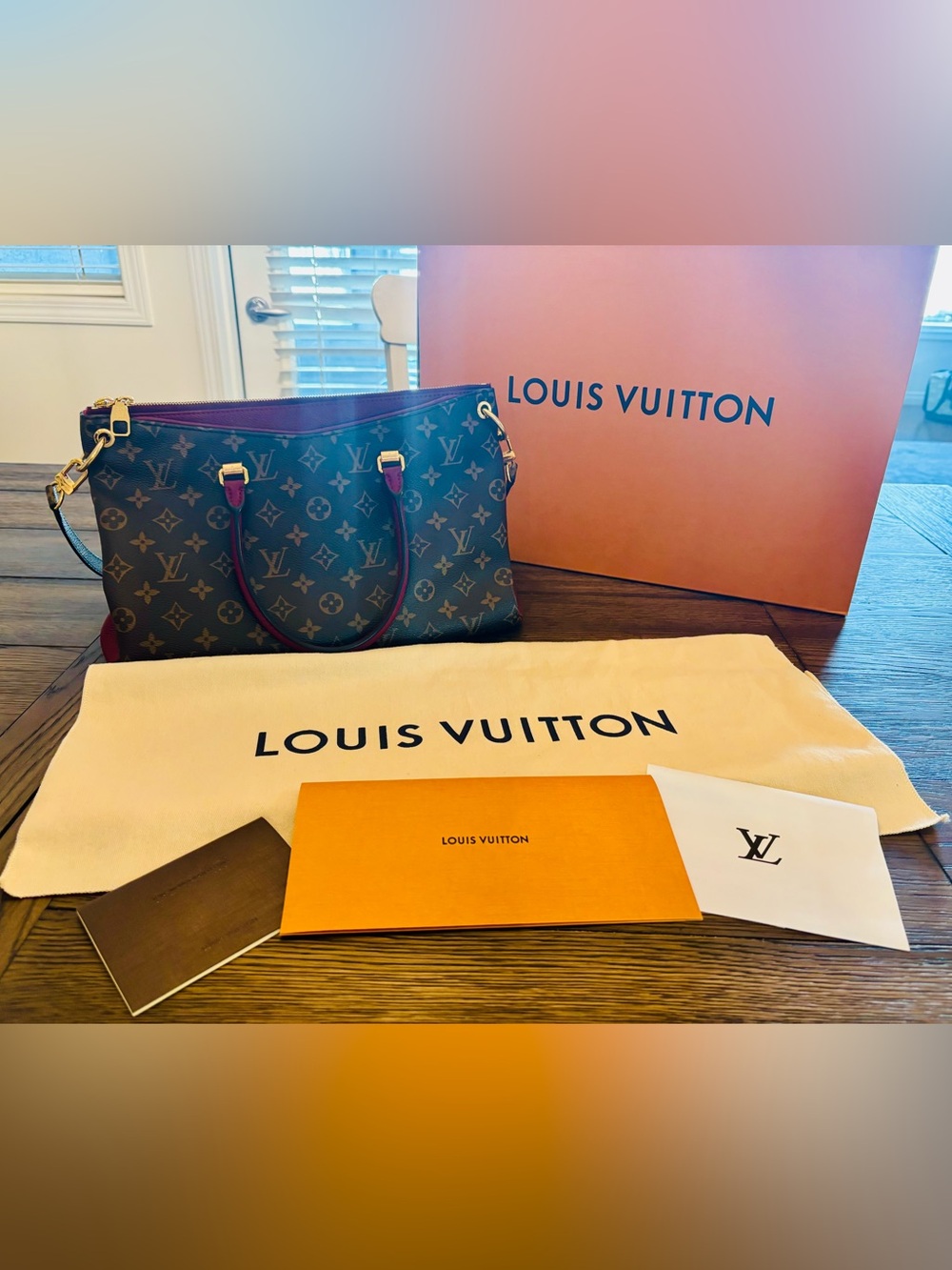 Authentic Louis Vuitton Monogram Pallas Full Raisin